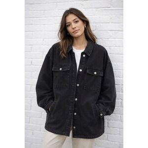 HM Oversized Black Denim Shacket Womens M Utility Streetwear Minimalist Capsule